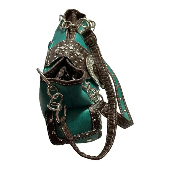 Ladies Western Bling Concealed Carry Turquoise Green Purse - Picture 6 of 16